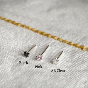 Sterling Silver 3mm Star CZ Ear Stud Earrings, Cubic Zirconia Star Ear Stud Earrings, AB CZ Crystal Ear Stud Earrings