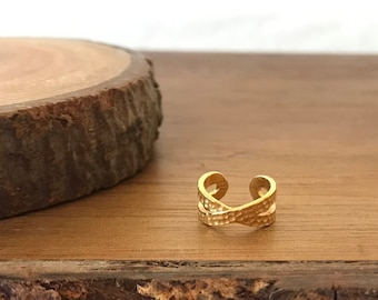 Gold Plated Textured Cross Ear Cuff, Gold Cross Ear Wrap Earring, No Piercing Needed, Sterling Silver Gold Platedfromdada