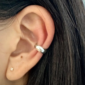 Sterling Silver Chunky Ear Cuff Earring, No Ear Piercing Needed Ear Wrap, Modern Thick Ear Cuff, Simple Ear Cuff fromdada