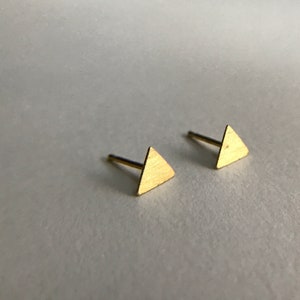 Sterling Silver Brushed Triangle Stud Earring, Tiny Triangle Earring, Simple Earring, Brushed GoldBrushed Silver Ear Studs image 6