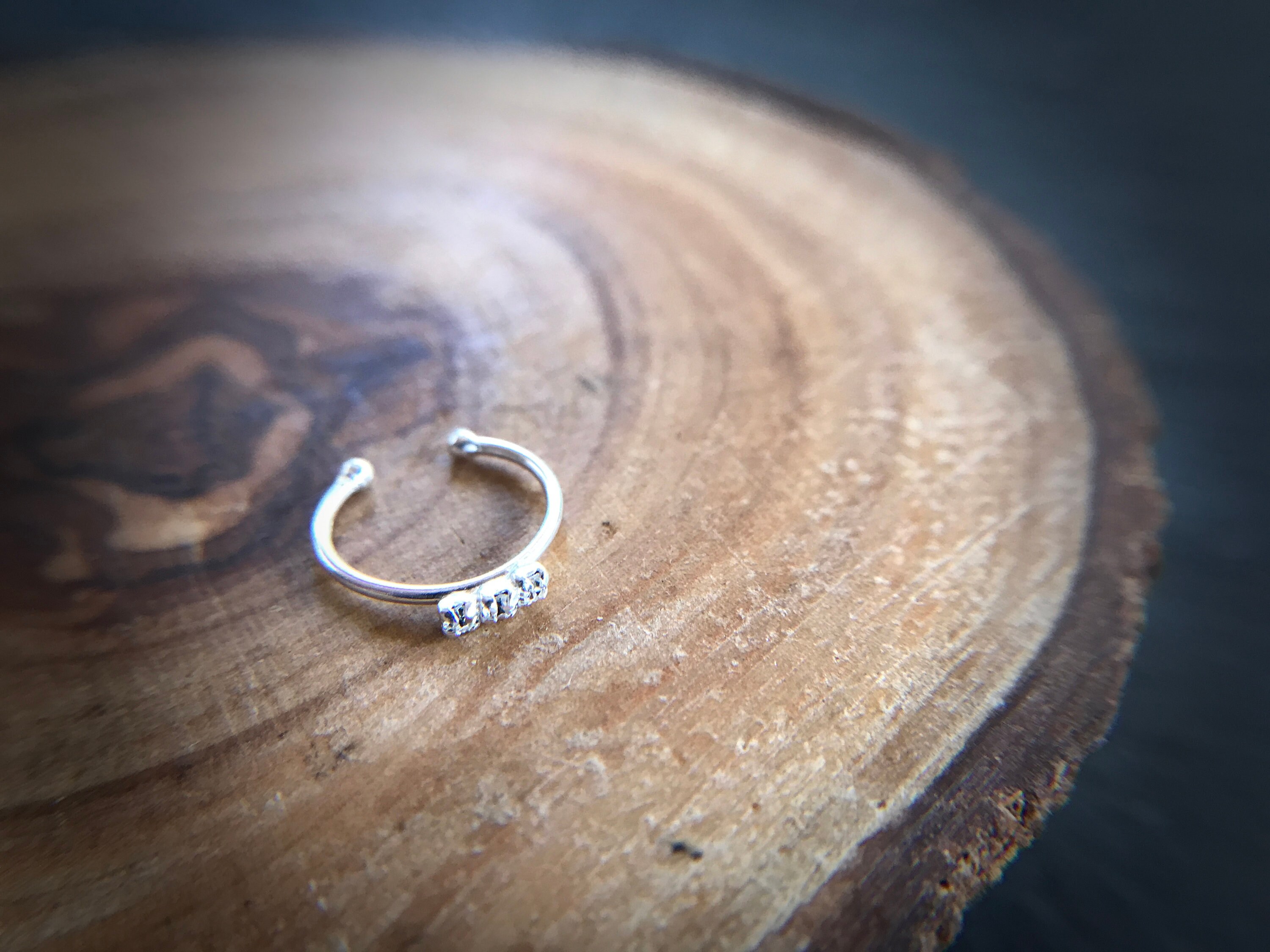 トリプル シルバー(C) EarCuff KIKICHIC | NYC | Comfortable Triple CZ Diamond Ear Cuff No