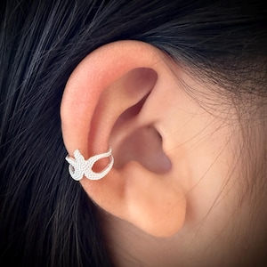Sterling Silver Starfish Ear Cuff Earring, Textured Starfish Ear Wrap, Silver Double Lined Starfish Ear Cuff fromdada