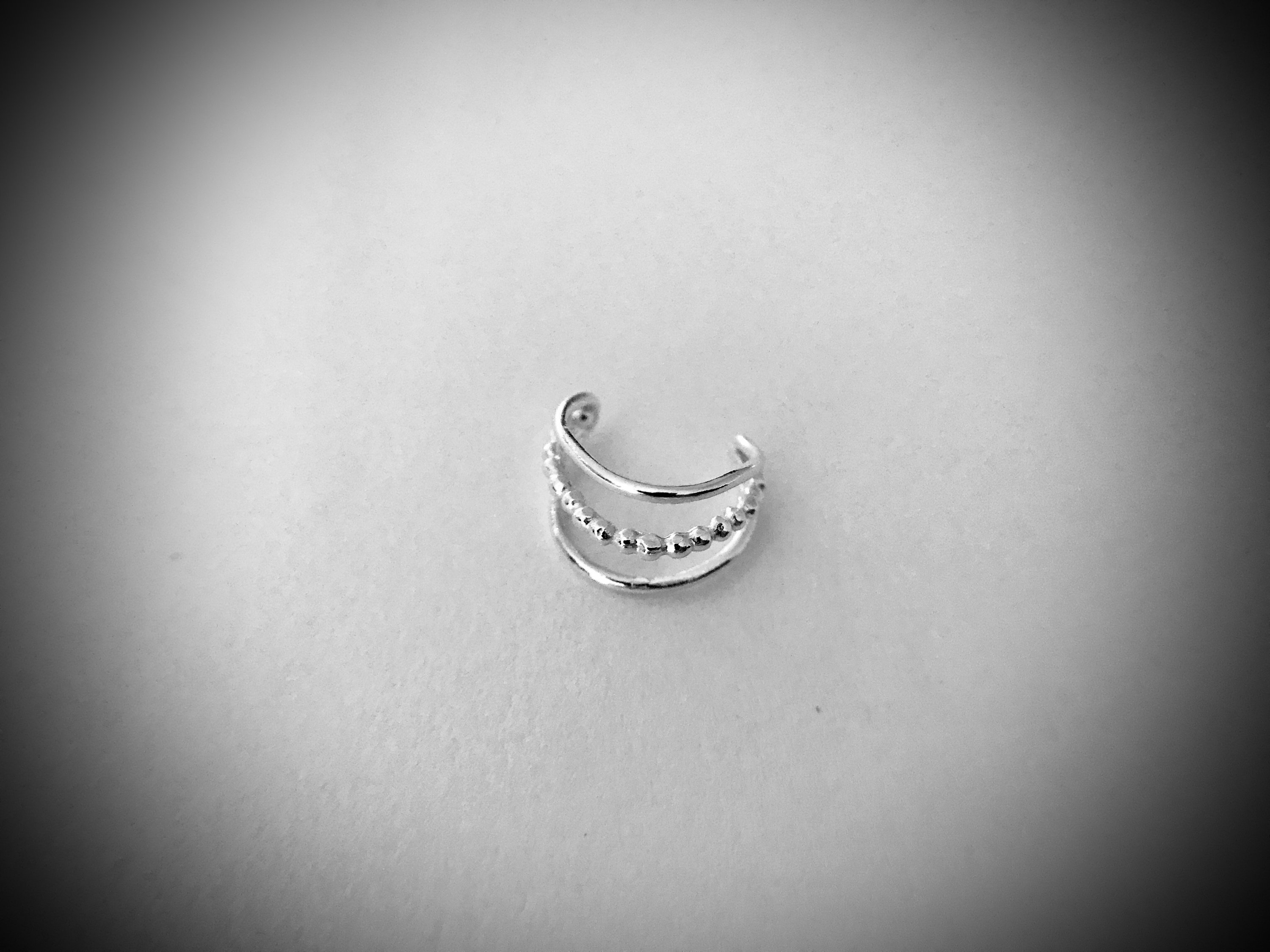 Sterling Silver Three Line Ear Cuff, Textured Ear Wrap, No Pierce Ear ...