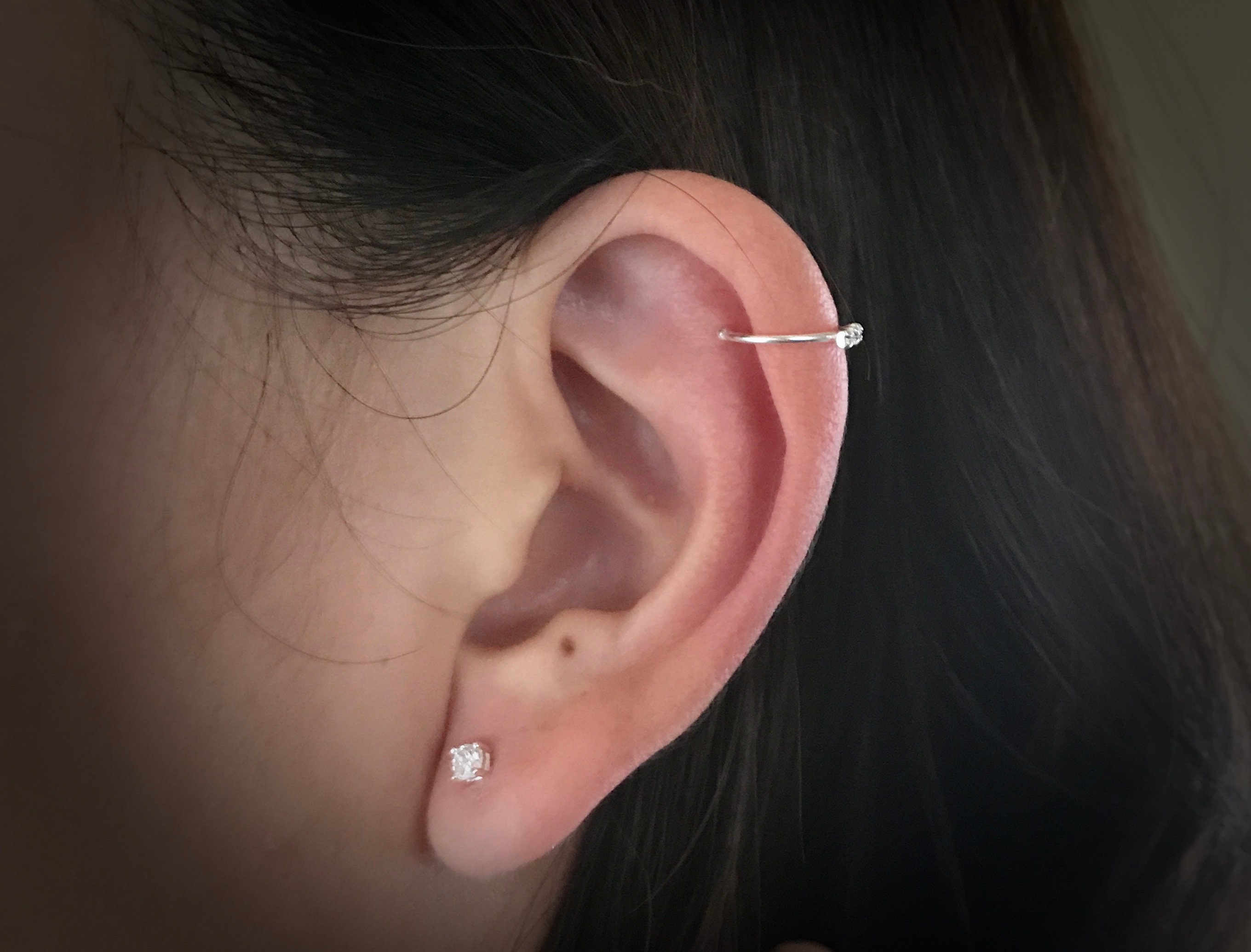 トリプル シルバー(C) EarCuff KIKICHIC | NYC | Comfortable Triple CZ Diamond Ear Cuff No