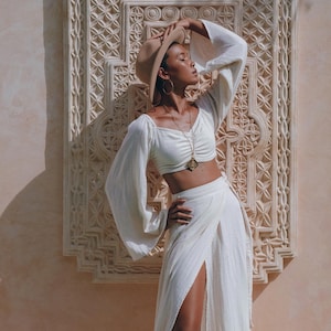 Boho white crop top shop