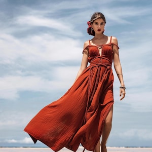 Red grecian dress deals