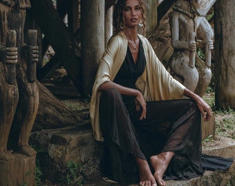 Greek Goddess Jumpsuit • Asymmetrical Black Boho Wide Legs Maxi Overalls • Bohemian Cocktail Elegant
