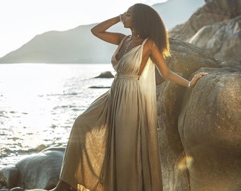 best boho dresses tulum Olive Ombre Boho Dress Macrame Goddess Gown Organic Cotton Resort Wear Tulum Beach Outfit
