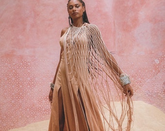 NEW! Powder Pink One Shoulder Net Poncho • Resort Beach Crochet Cape • See Through Poncho Cape • Fish Net Cover Up • Asymmetrical Robe Women