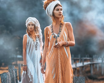 Boho Ochre Dress • Cutout Hand Embroidered Dress  • See Through Dress • Sheer Goddess Dress • Beach Coverup Dress • Mesh Overlay Slip Dress