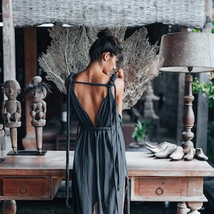 Navy Organic Cotton Multiway Dress • Bohemian Bridesmaid Gown