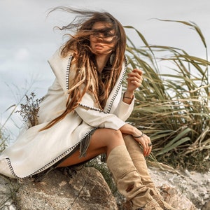 Hippie Bohemian Men's Women's Long Trench Coat, Psychedelic Hippie Bohemian Men's Women's Long Trench Coat, Psychedelic