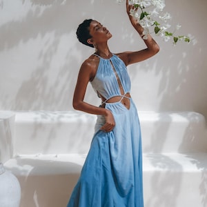 Blue ombre formal dress clearance