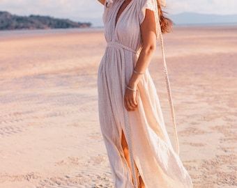 Off White Wedding Dress • Greek Goddess Boho Bridal • Plus Size Multiway Braided Women