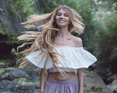 Off Shoulder Crop Top Boho White Gypsy Crop Top Boho Blouse Bohemian Blouse T Shirt Bridal Bolero Crop Top White Tee Women