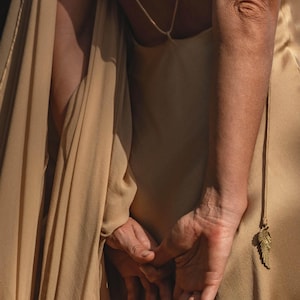 Gold Silk Maxi Dress • Deep V-Neck Long Dress • Backless Bridesmaid & Evening Gown image 8