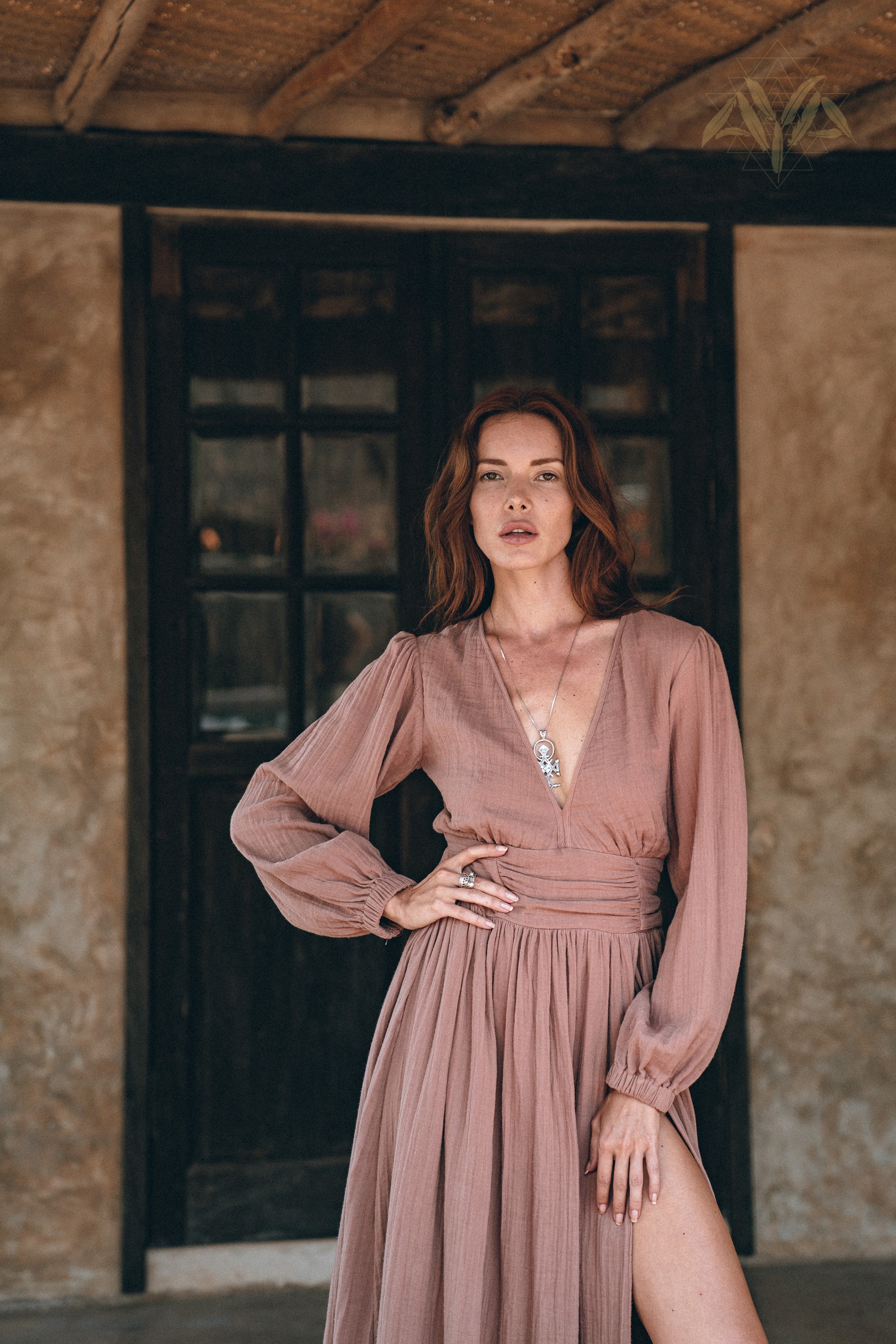 slim fit dress slacks Kim Rose Gold Dress for women – Sandhya Garg main image 0