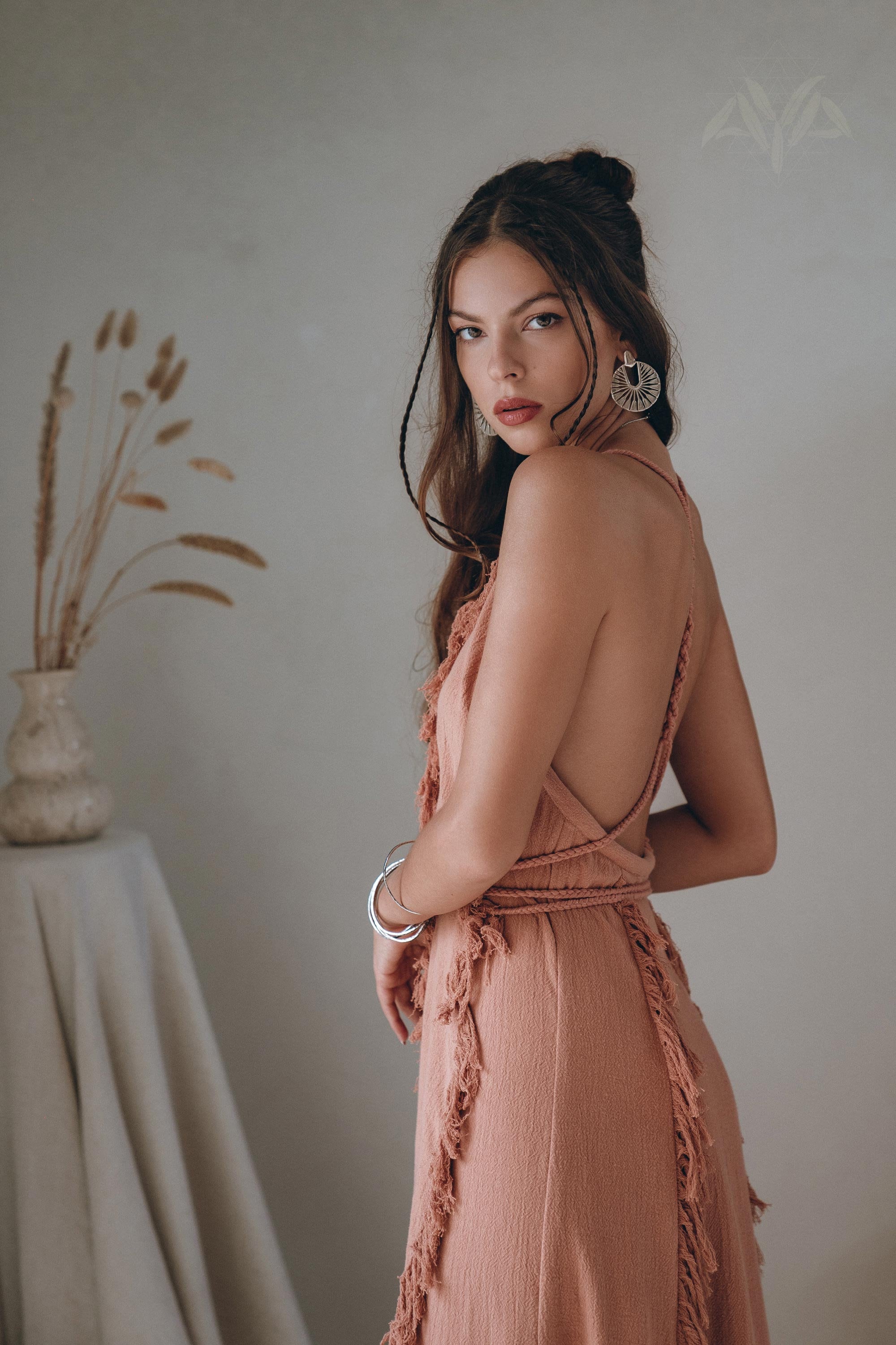 green emerald velvet dress Dusty Pink Bohemian Dress - A Line Belted Maternity Dress