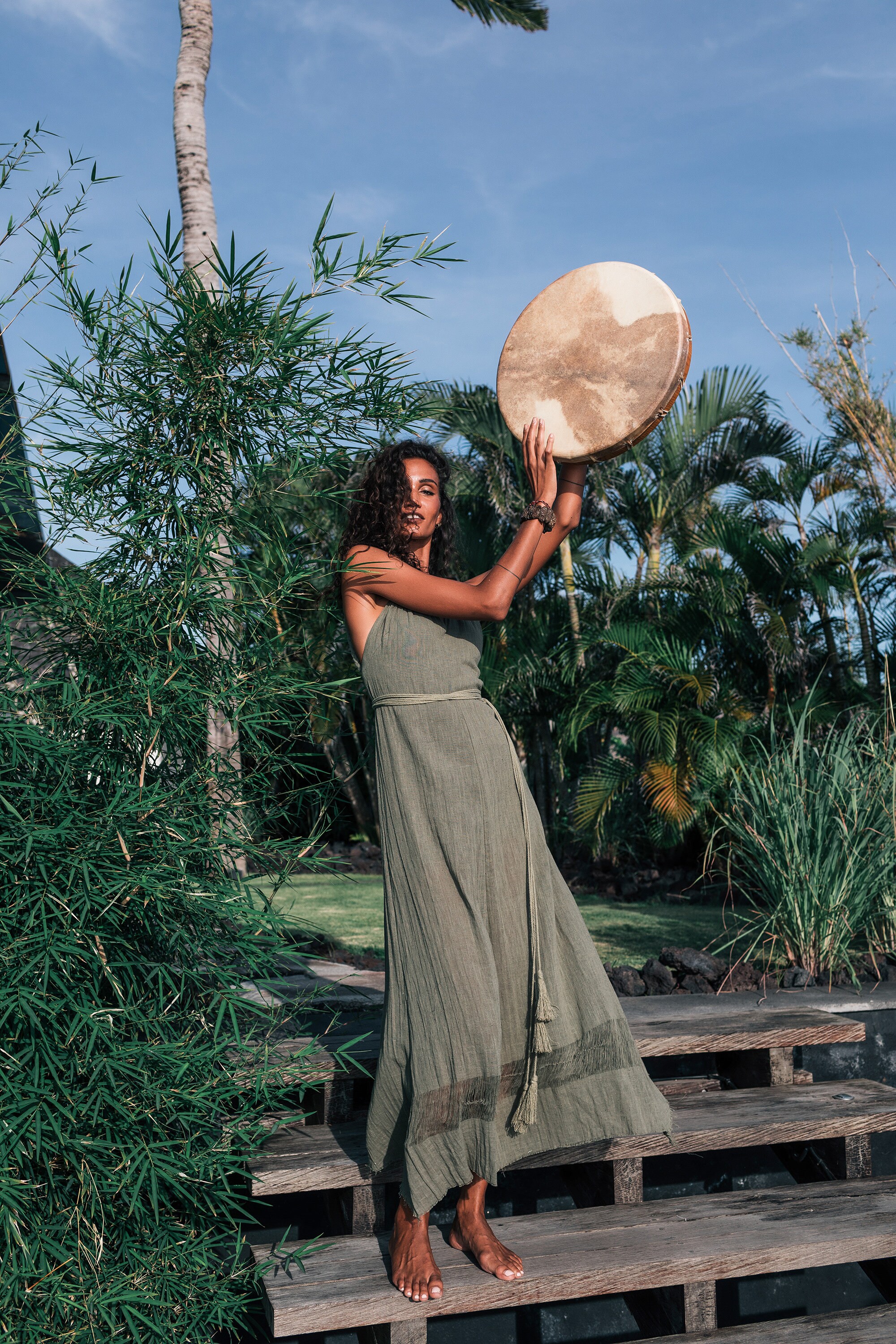 Boho Bridesmaid Dress Sage Green Long Maxi Bohemian Dress Etsy