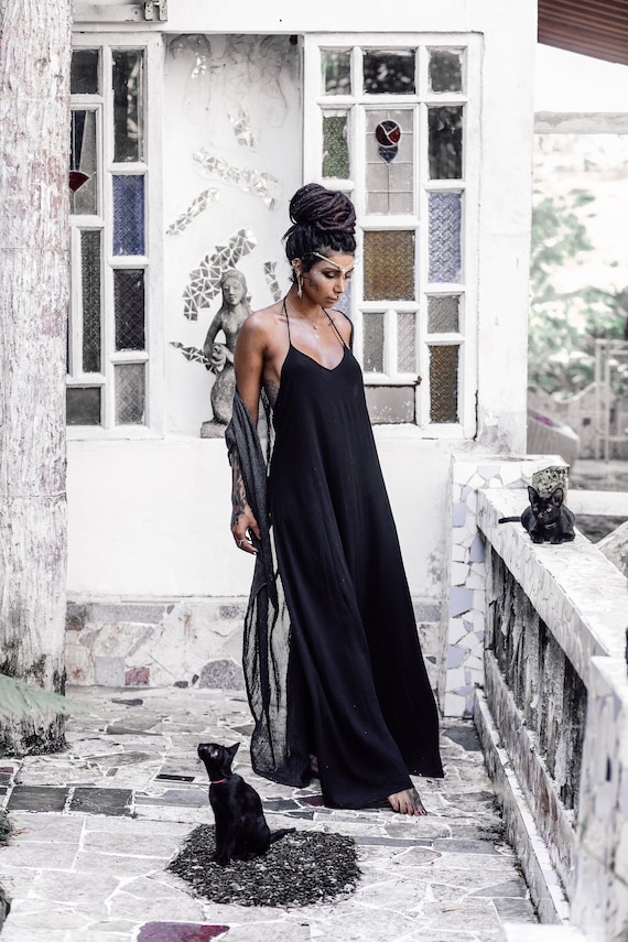 MEDITERRANEAN BOHO DRESS MAXI | BLACK WHITE – Little Beach Road