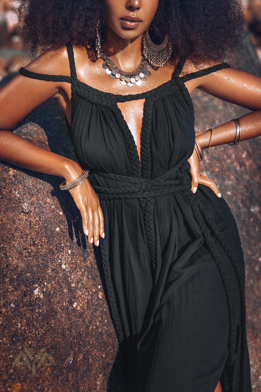 a line evening dresses plus size Empire Waist A-Line V-Neck Dress with Long Lantern black maxi dress Size:US28 All About Drop Waist