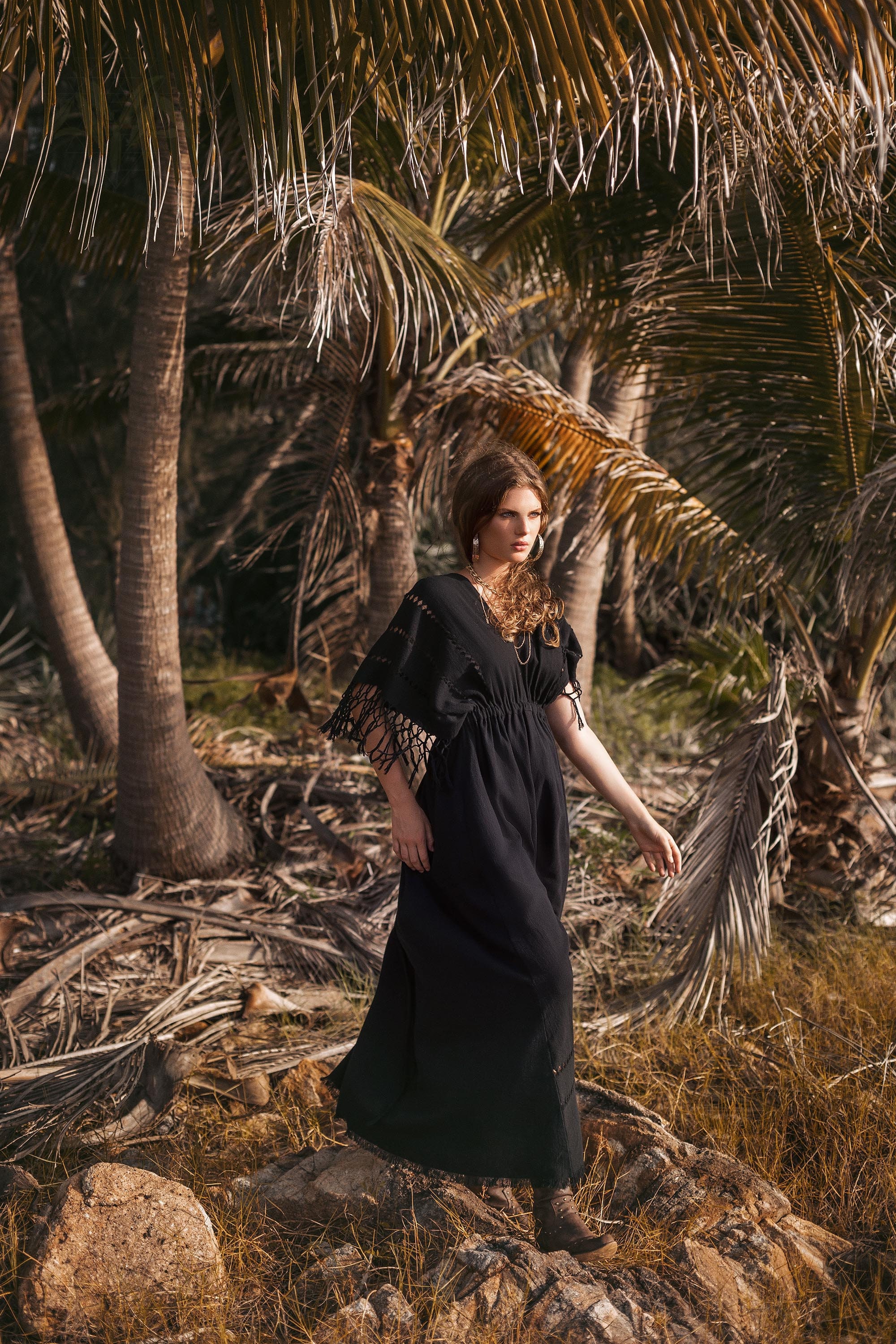 Black Cotton Kaftan Dress  Boho Fringe Sleeve Maxi  Gothic Evening Gown   Handloom Wedding Outfit - Etsy