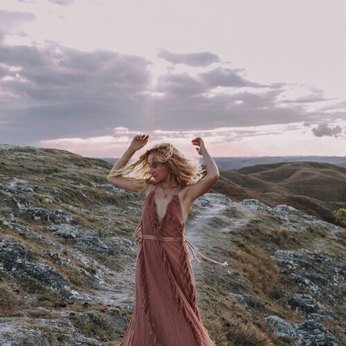 Dusty Pink Maxi Dress Hand-loomed Organic Cotton Boho Bridesmaid Wedding  Guest Gown - Etsy