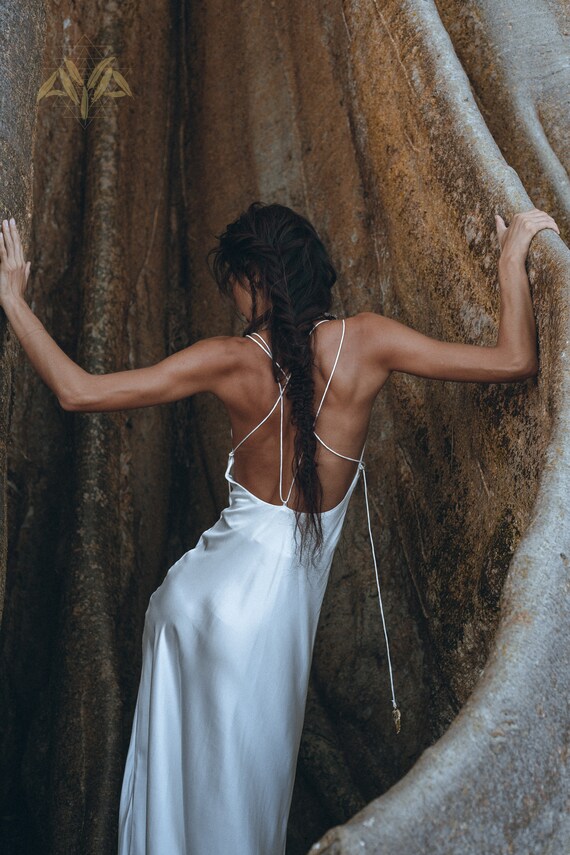 silk slip dress low back