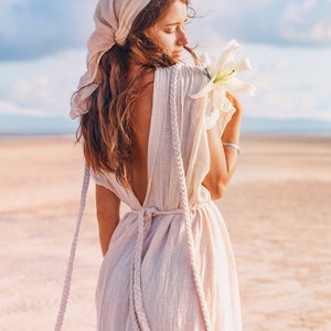 Dreamy white Boho beach dress for wedding - Adjustable & Universally Fitting