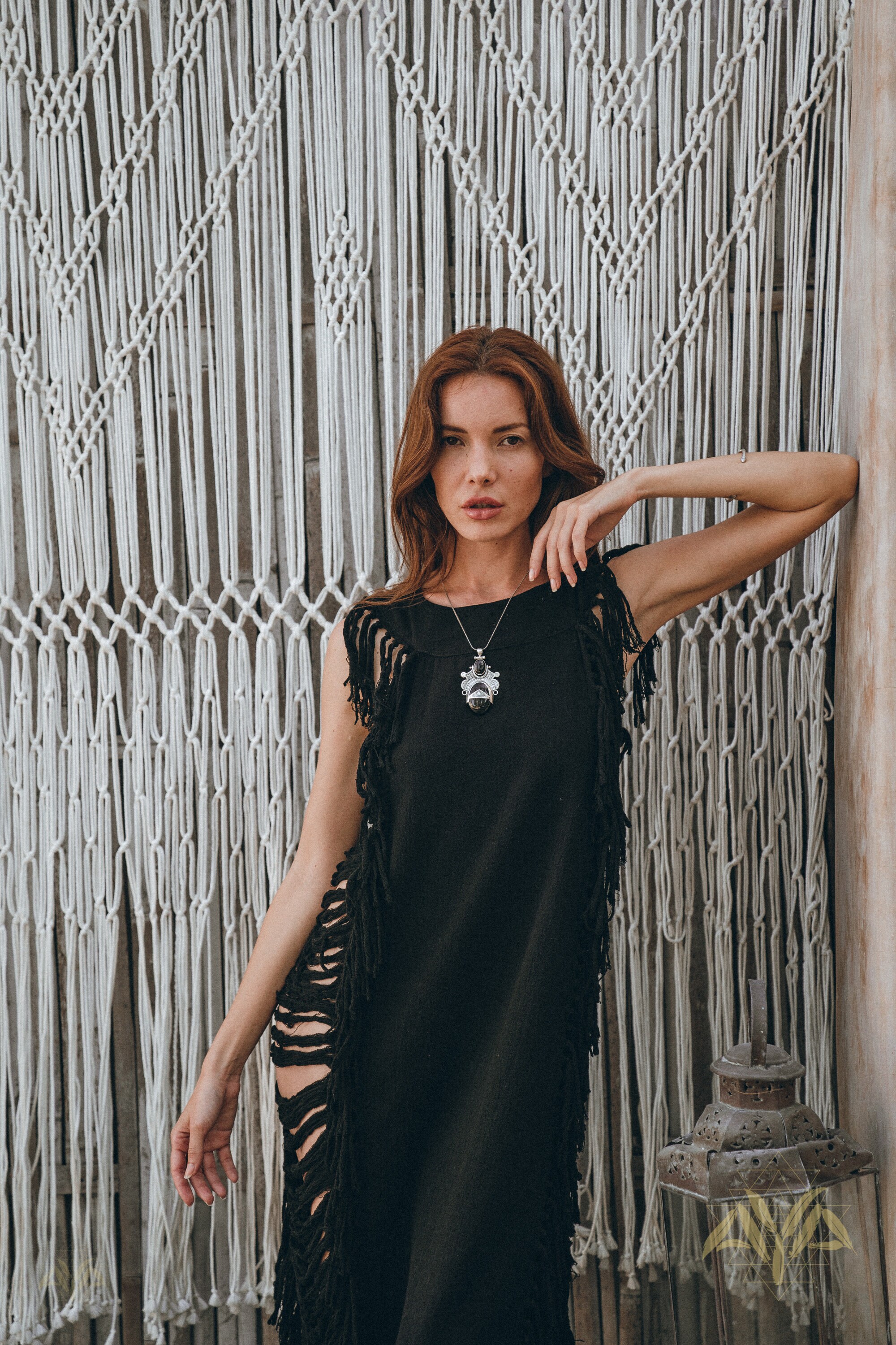 Black Boho Fringe Cotton Dress  Bohemian Ladder Side Maxi - Etsy