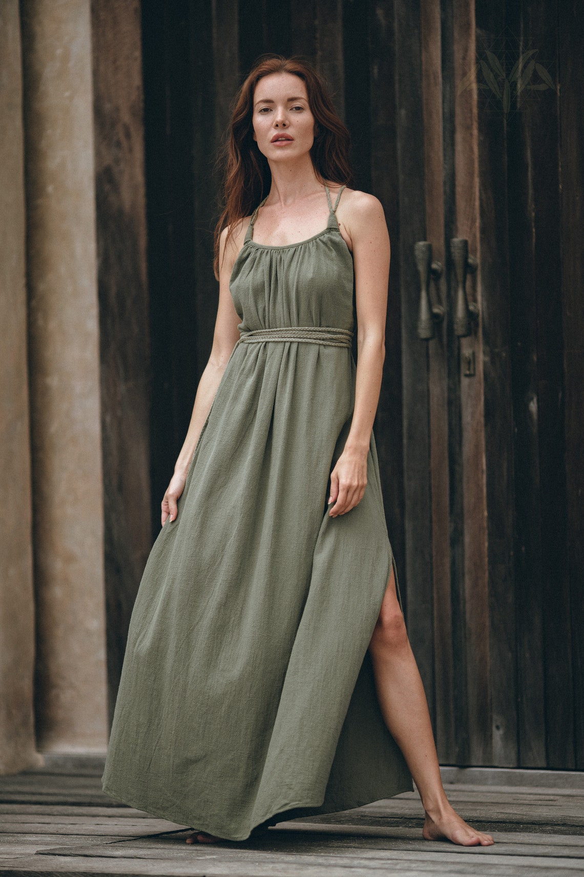 New Sage Green Bridesmaid Dress Boho Dress for Woman Long Etsy