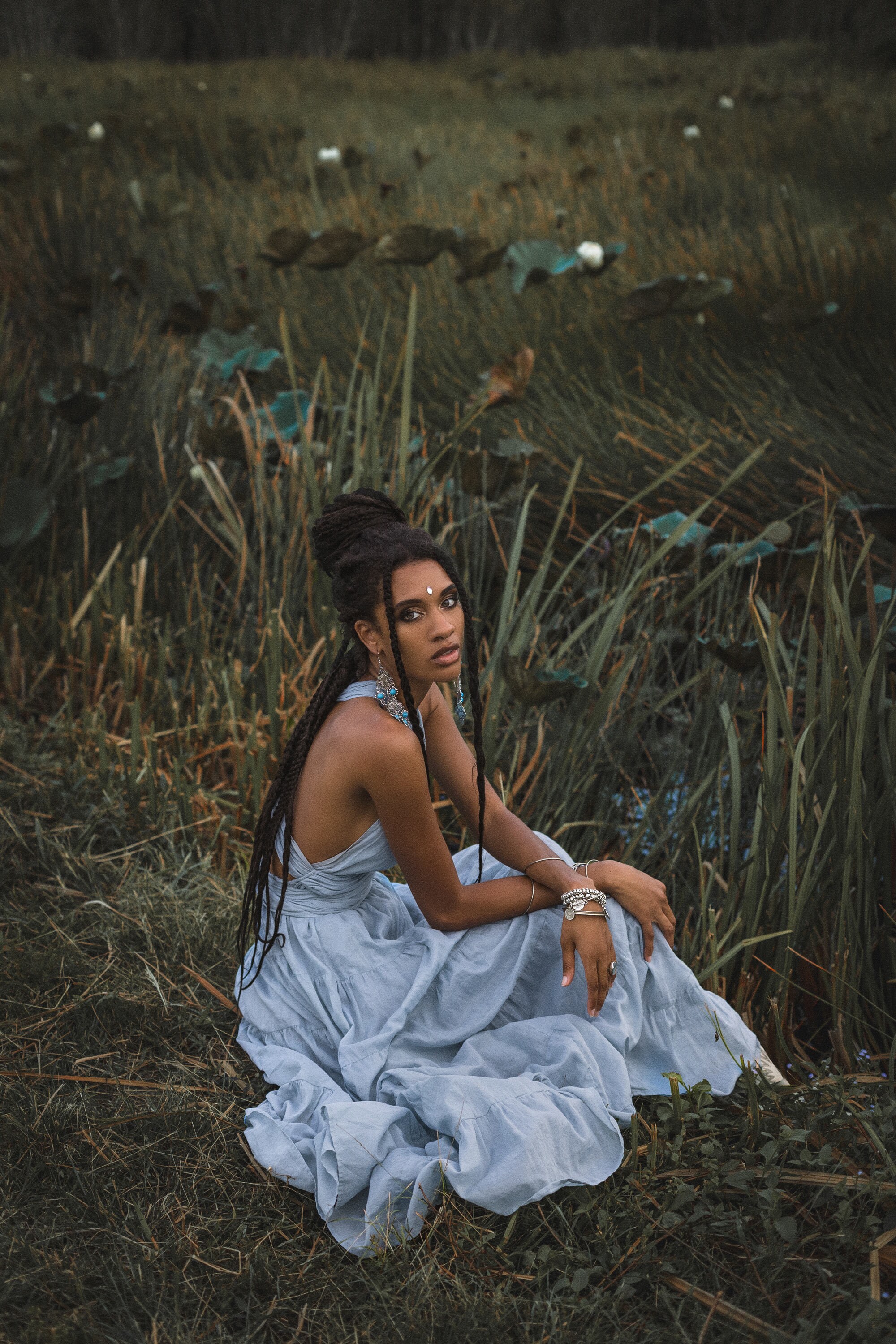 Light Blue Boho Maxi Dress , Multiway Goddess Gown , Sleeveless Wedding Guest , Open Back Halter