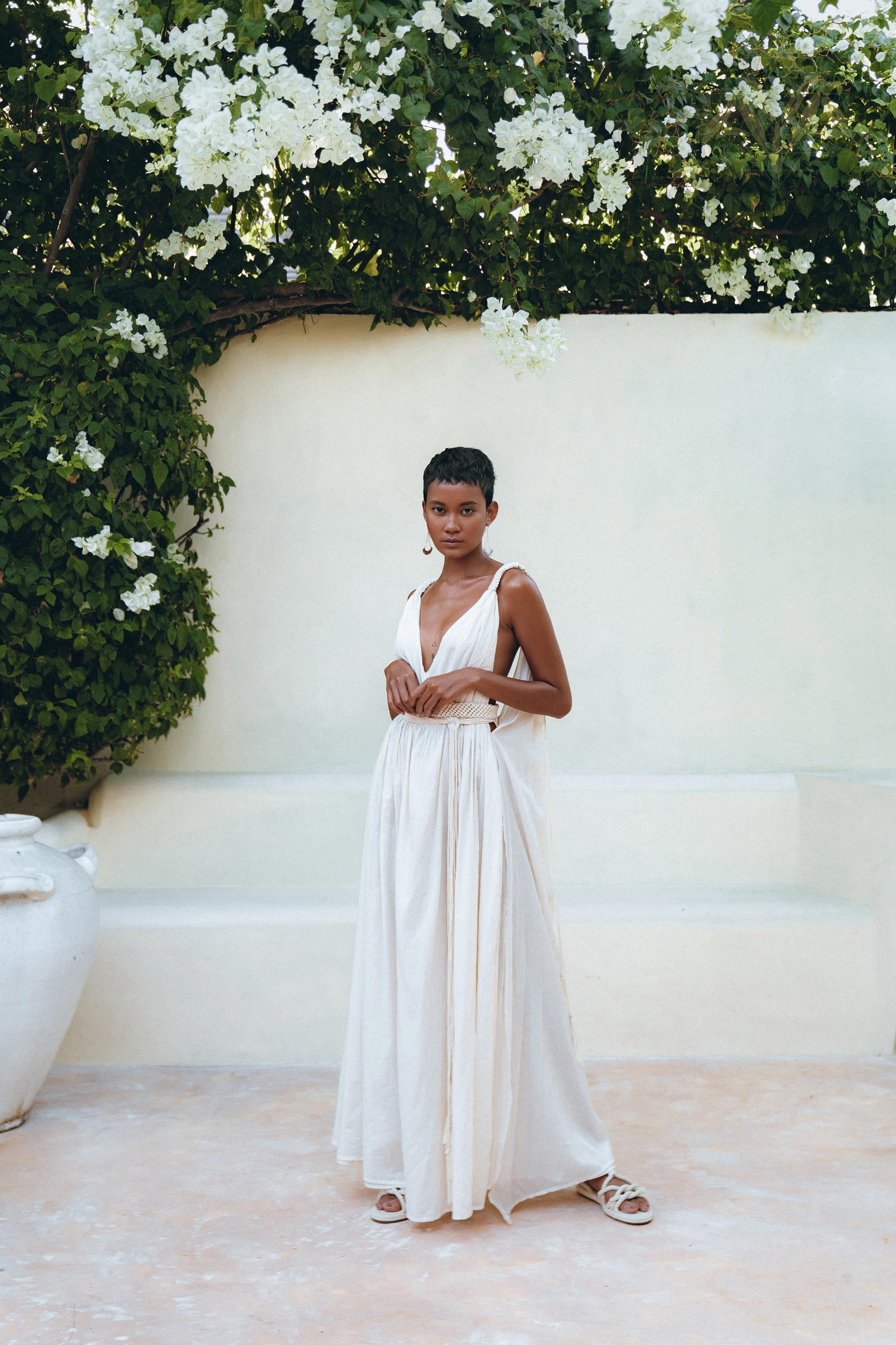 Off White Greek Goddess Dress Belted Adjustable Wedding Boho Empire Waist Macrame Dress Off White Greek Goddess Dress Belted Adjustable Wedding Boho Empire Waist Macrame Dress