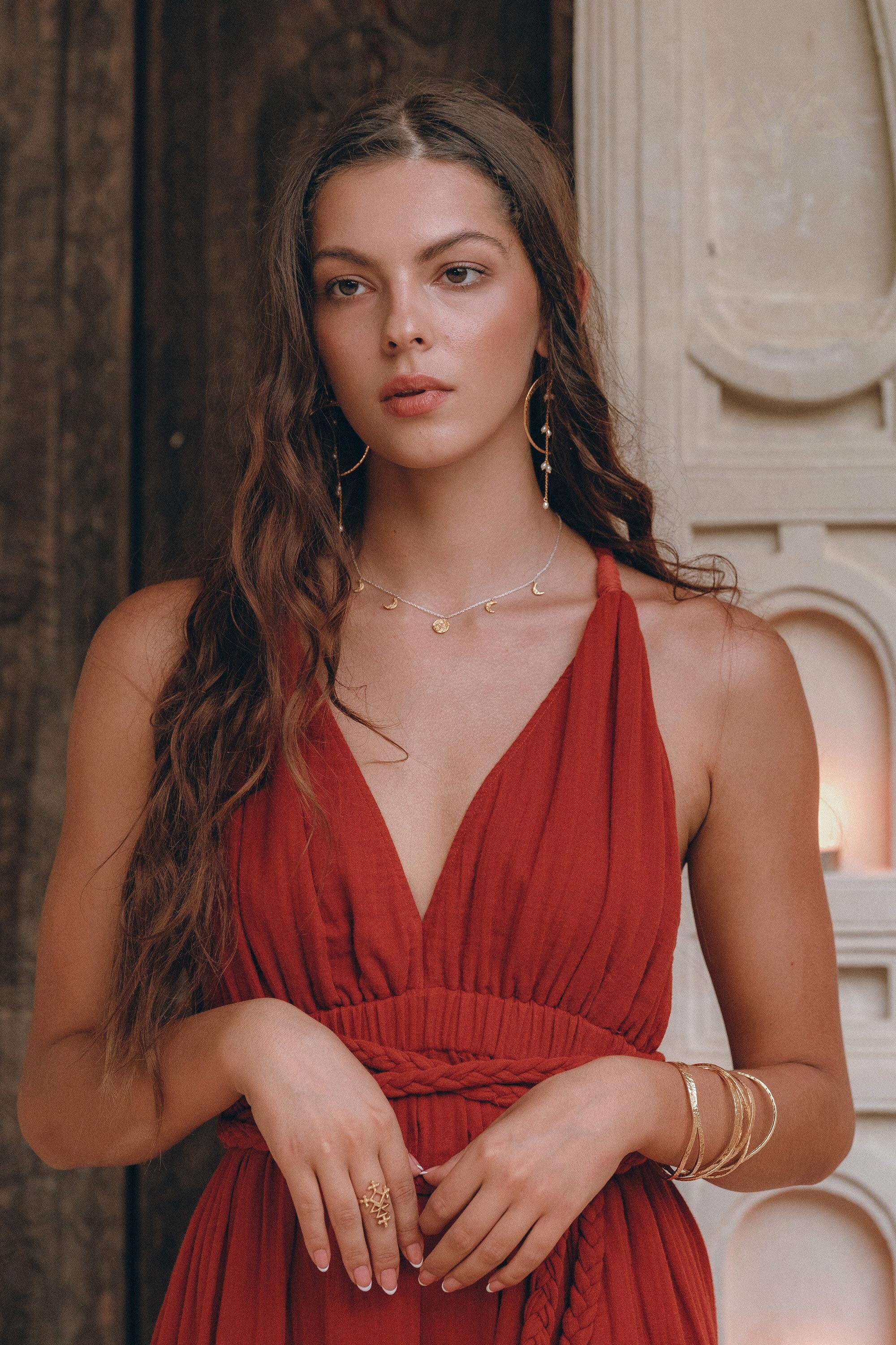 Red Greek Goddess Dress • Bohemian Toga Grecian Dress