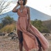 Goddess Dress • Boho Bridesmaid Dress • Raw Cotton Edge Dress • Dusty Pink Boho Dress • Open Back Cotton Maxi Dress • Boho Dress for Women 