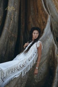 Off White Goddess Dress • Sheer Side Maxi • Boho Bikini Cover Up • Frayed Bridal Gown product logo