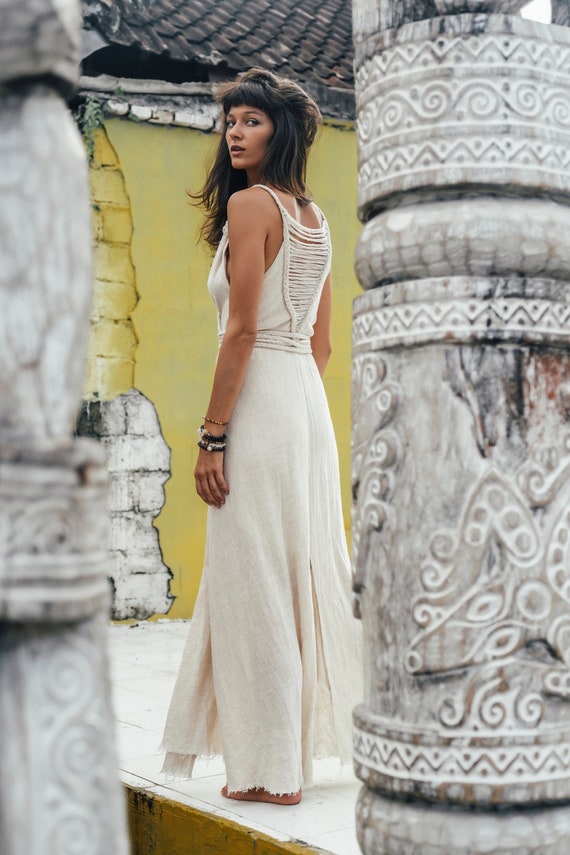 off white boho dress