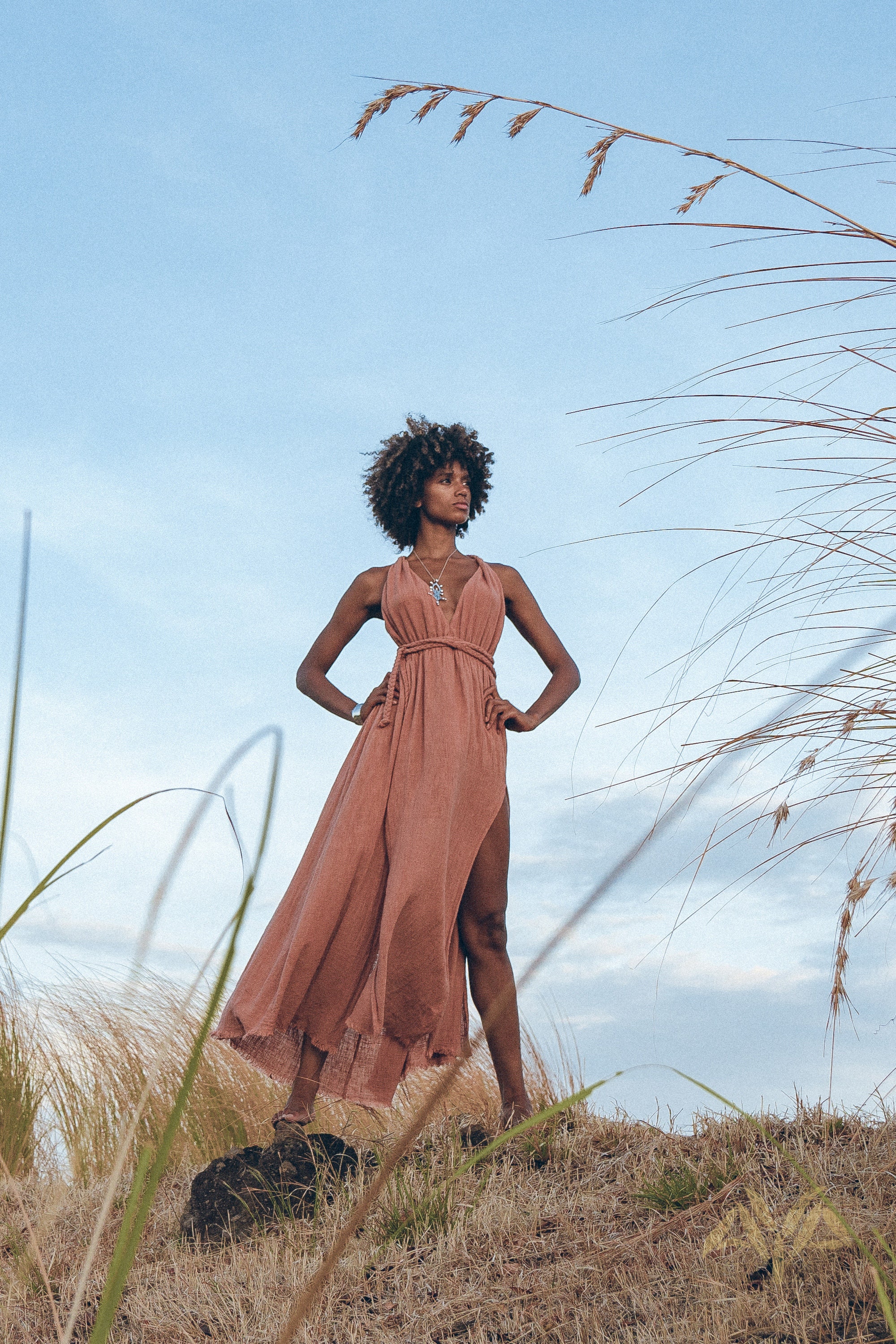 dusty brown color dress Women's Long Flowy Bohemian Pink Floral Print Maxi Dress