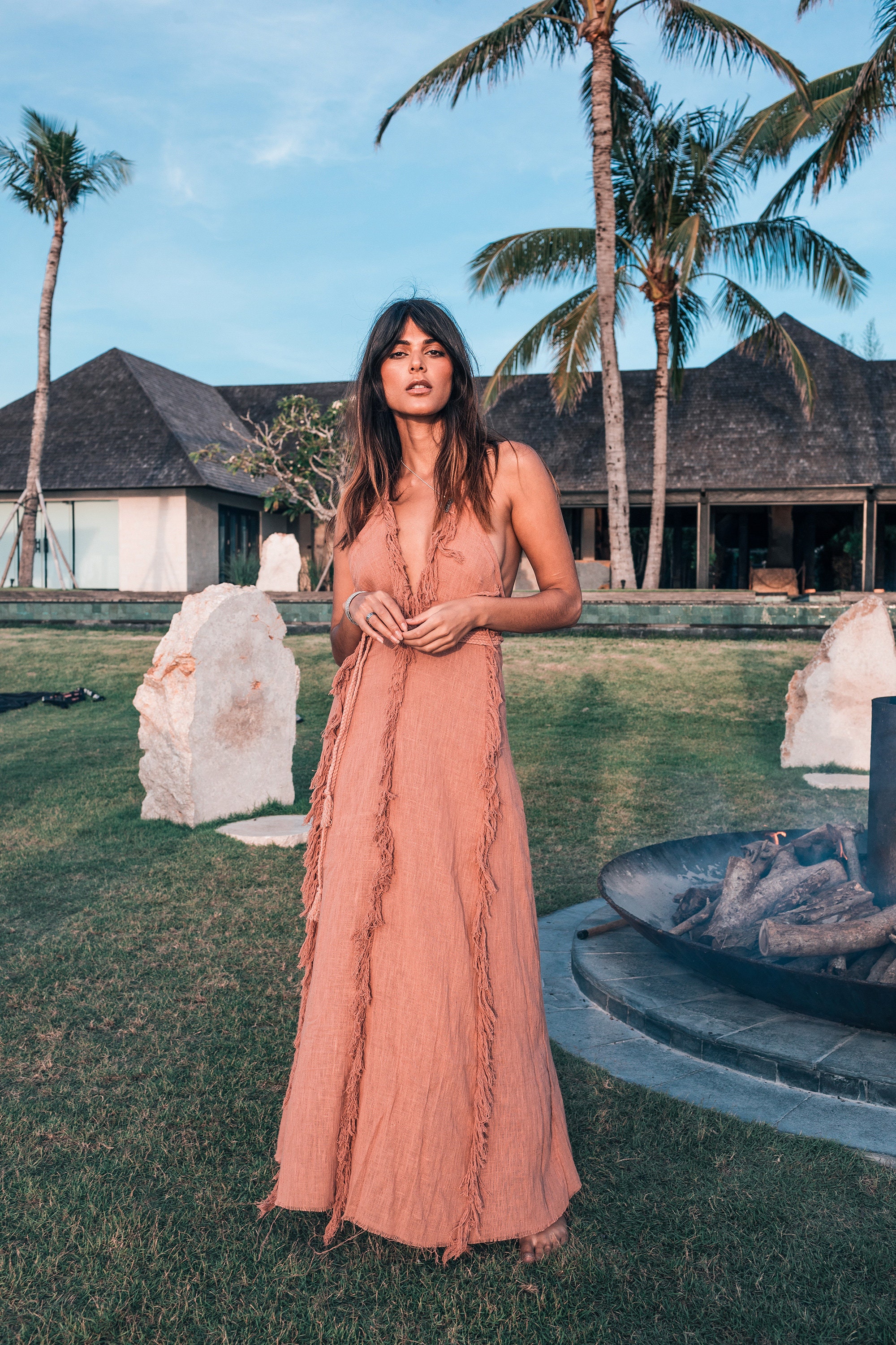 Dusty Pink Maxi Dress Hand-loomed Organic Cotton Boho Bridesmaid Wedding  Guest Gown - Etsy