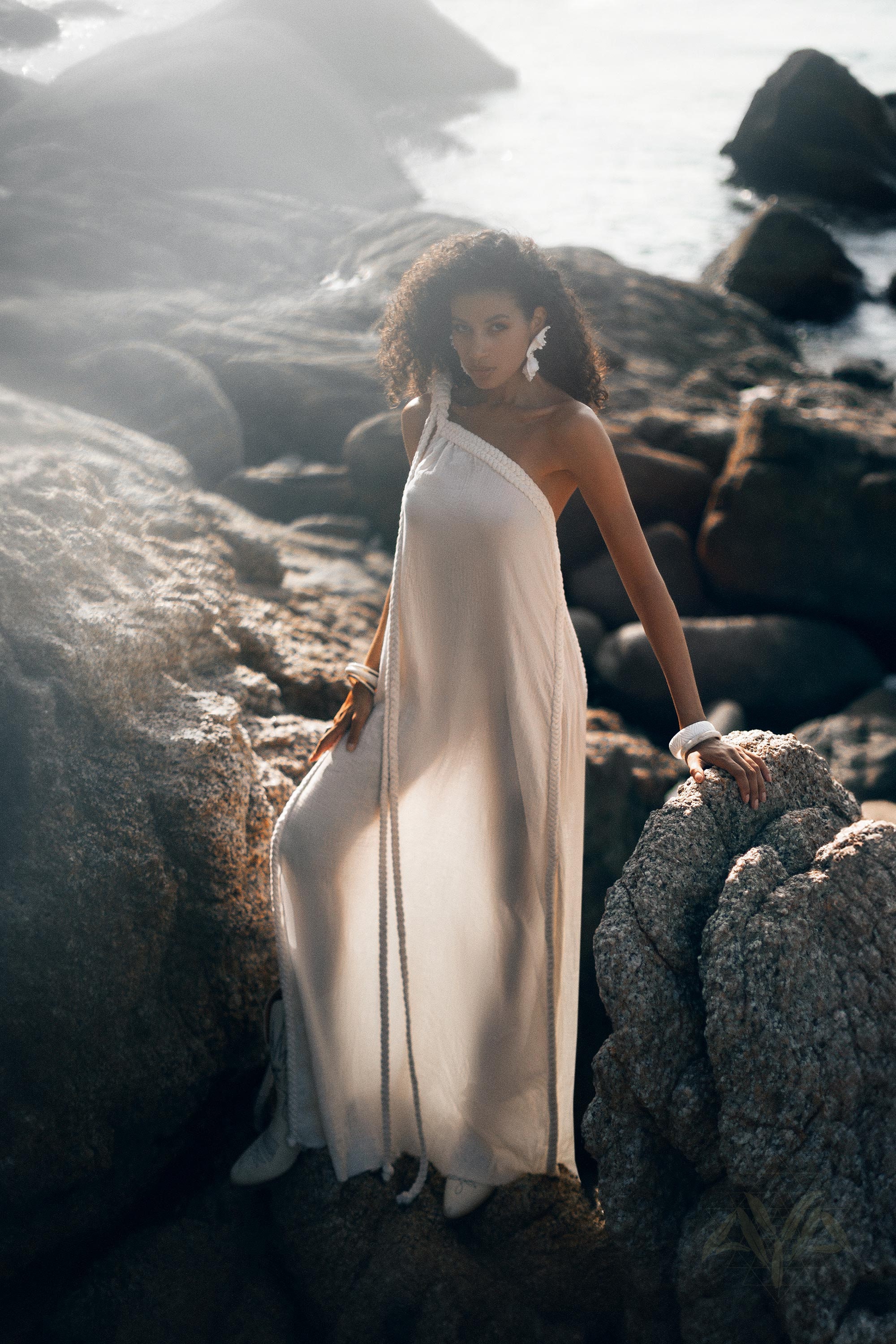 Off-white Aurora Greek Goddess Dress Roman Toga Asymmetrical One ...