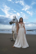 Greek Goddess Wedding Dress, Organic Cotton Boho Bridal Gown, Athena Priestess Costume, Beach Ceremony Robe product logo