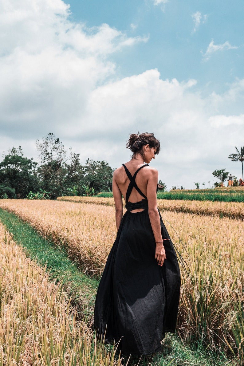 Black Prom Dress • Bridesmaid Dress • Long Black Dress • Boho Dresses for Women Wedding Guest • Multiway Evening Dress • Black Wedding Dress 