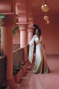 Ombre Goddess Dres • Gradient Wedding Dress • Green Greek Dress Women • Open Sides Maxi Dress • Boho Bell Sleeves Gown • Sexy Romantic Dress product logo
