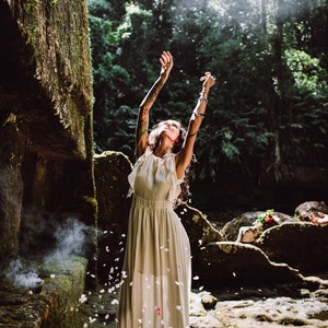 "Aloka" Gown - Perfect Summer Wedding Dress - Off White Bohemian Dress from Organic Cotton