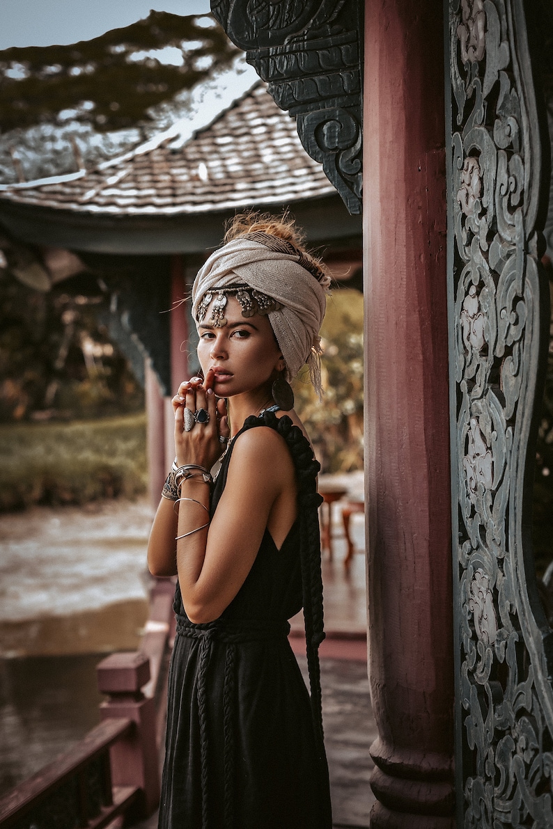 Bestseller Organic Boho Bohemian Dress \u2022 Maxi Dress for Women Braided \u2022 Cotton Goddess Plus Size Dress \u2022 Goddess Black Wedding Dress
