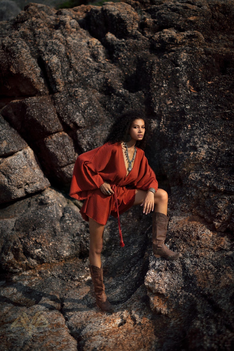 Handcrafted with Love: AYA Sacred Wear's Hand Knot Decoration Short Pants Jumpsuit.