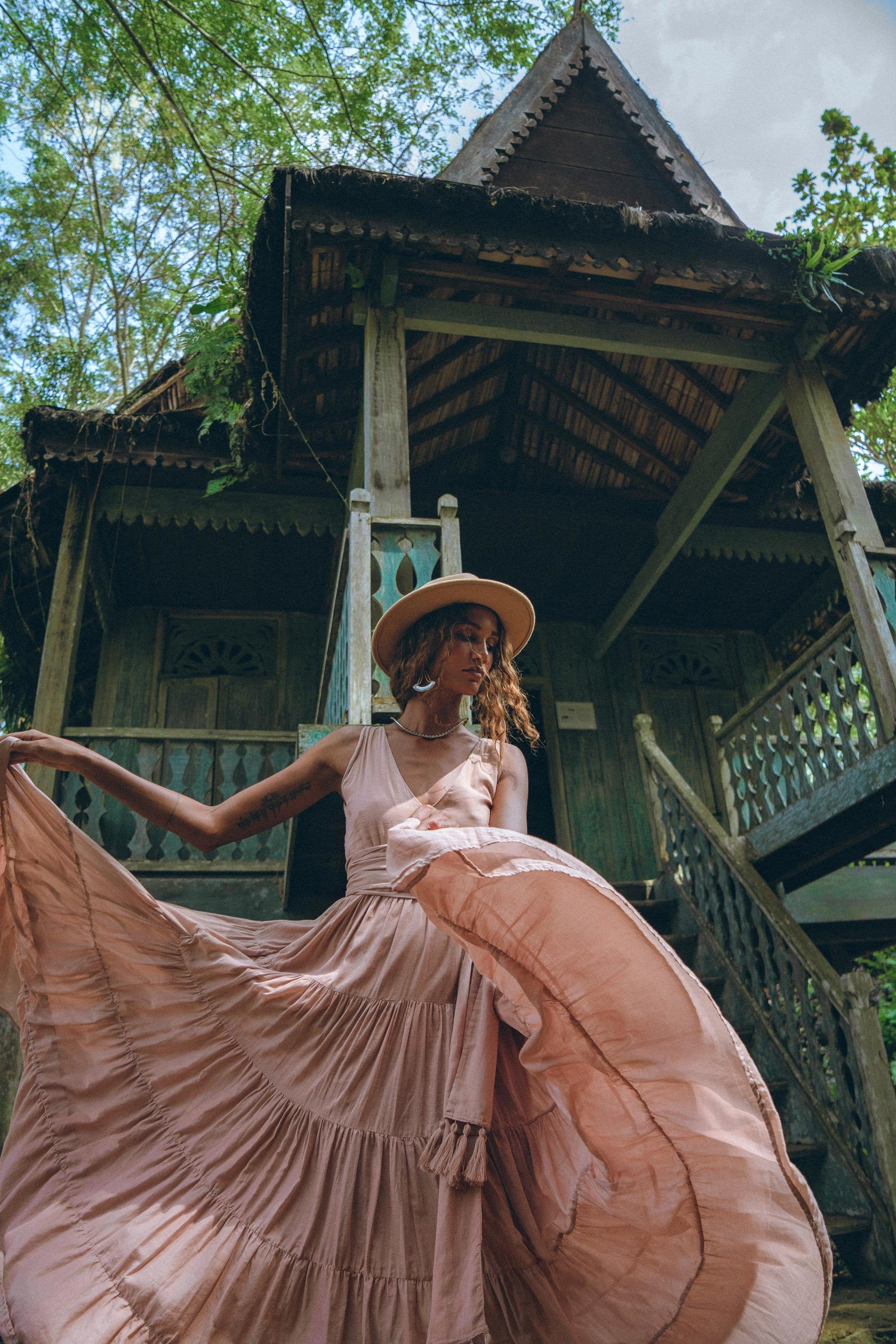 Bohemian Goddess Dress Dusty Pink Boho Belted Dress - Etsy