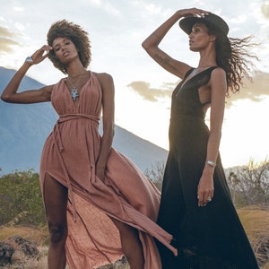 Steal the show in a Boho Bridesmaid Dress crafted from organic cotton with unique raw cotton edging.
