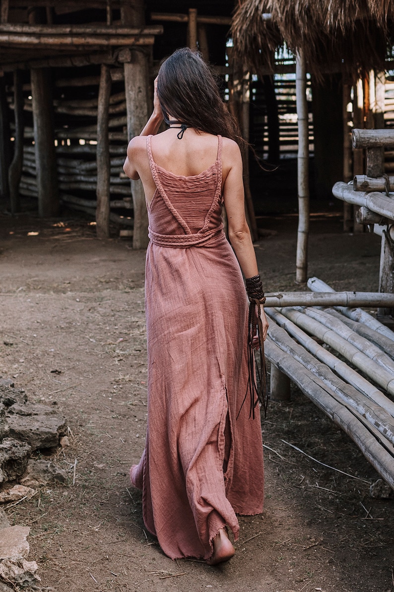 Dusty Pink Boho Dress Boho Bridesmaid Dress Wrap Boho Etsy