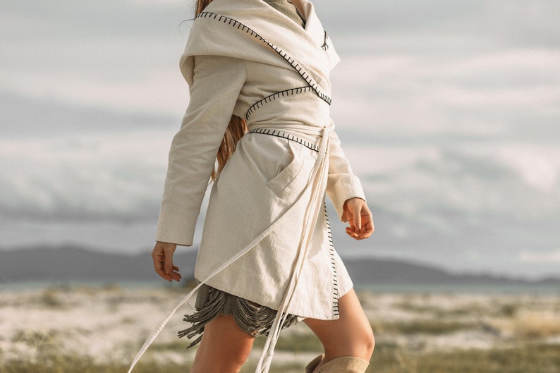 Get Ready to Wear - Pick the perfect size from five available options to get ready to don this Boho-chic overcoat, kimono robe, hoody cardigan, belted wrap cardigan, white long coat or high long jacket with belt hood.